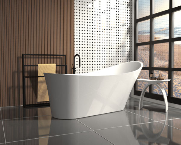 Florio Freestanding Bath One Piece - Pearly Matt White 1580*700*715mm