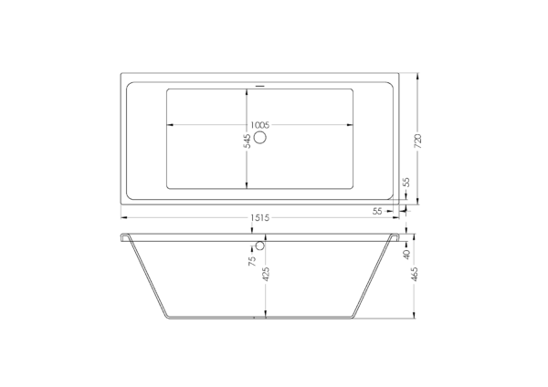 Faro Built In Bath 1510*715*460mm  - White - Image 3