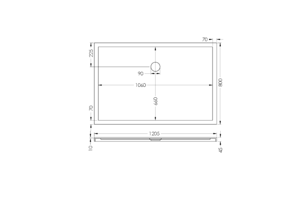 Cali Rectangle Flat Shower Tray 1200*800mm Inc 90mm Waste – White - Image 3