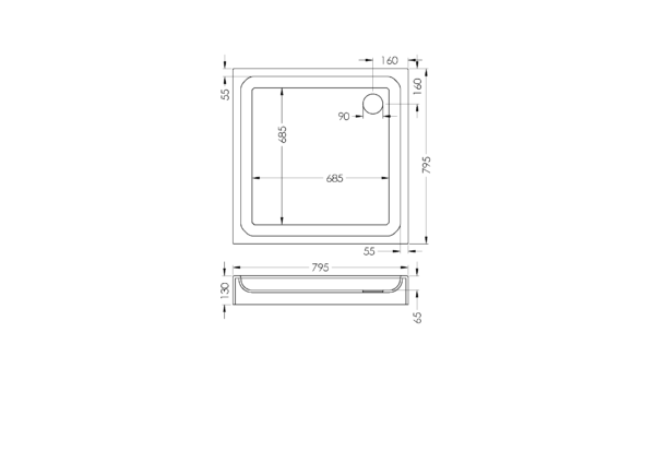 Franca 800*800mm Square Skirted Shower Tray Incl 90mm Waste – White - Image 2